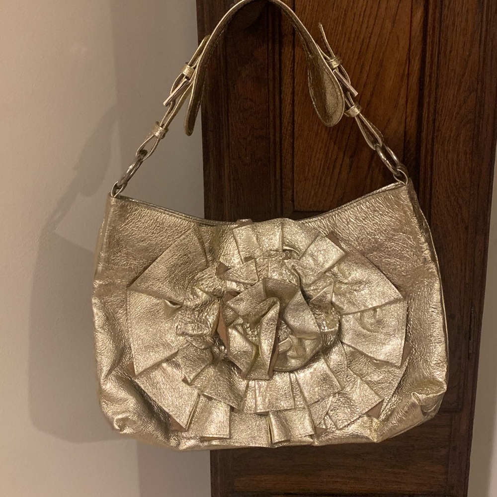 Tess Loriani Milano gold leather handbag